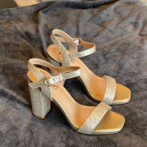 Gold Glitter Block Heel